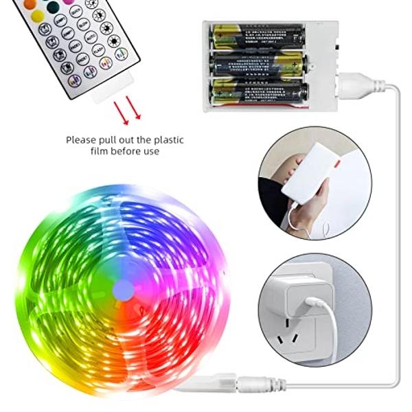 RUISHINE Battery Operated LED Strip Lights 20ft, Battery Powered LED Strip Lights for Bedroom Color Changing APP Remote, USB Led Lights for TV, Room, Kitchen, Party