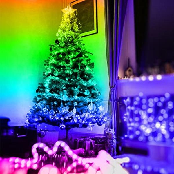 RUISHINE Battery Powered LED Strip Lights 25 ft, Color Changing Music Sync App Remote Control RGB USB Lights for Bedroom, TV, Room