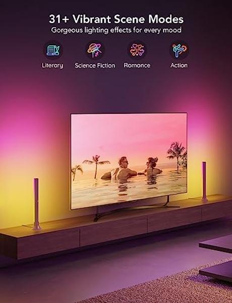 Govee RGBIC Light Bars, 15 Inches WiFi TV Backlight Suitable for 45-70 inch TVs, Smart Light Bars with Multiple Placement Options, Work with Alexa and Google Assistant, White