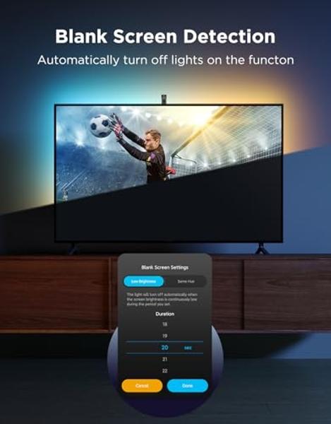 Govee TV Backlight 3 Lite with Fish-Eye Correction Function Sync to 75-85 Inch TVs, 16.4ft RGBICW Wi-Fi LED Strip Lights with Camera, 4 Colors in 1 Lamp Bead, Voice and APP Control