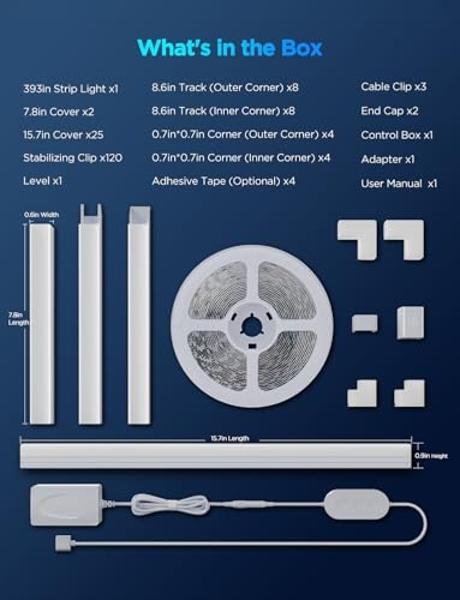Govee RGBIC LED Strip Lights 32.8ft with Covers, Smart Lights Work with Alexa and Google Assistant, LED Diffuser Channel with LED Lights for Bedroom, Skirting Lines, Studio, Cabine