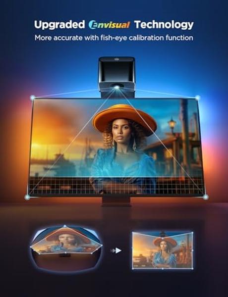 Govee TV Backlight 3 Lite with Fish-Eye Correction Function Sync to 40-50 Inch TVs, 7.8ft RGBICW Wi-Fi LED Strip Lights with Camera, 4 Colors in 1 Lamp Bead, Voice and APP Control,