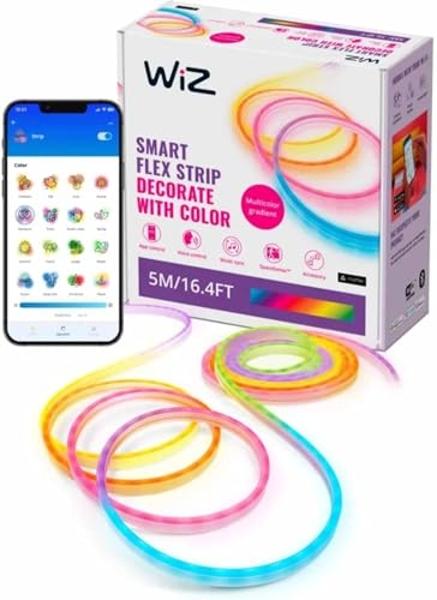 WiZ Smart Flex Strip – 16.4 ft, 16 Million Colors + Shades of White, Dynamic Light Scenes, Connects to Your Wi-Fi, Voice/App Control, Works with Google Home, Alexa and HomeKit​