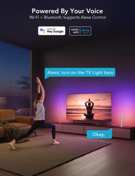Govee RGBIC Light Bars, 15 Inches WiFi TV Backlight Suitable for 45-70 inch TVs, Smart Light Bars with Multiple Placement Options, Work with Alexa and Google Assistant, White