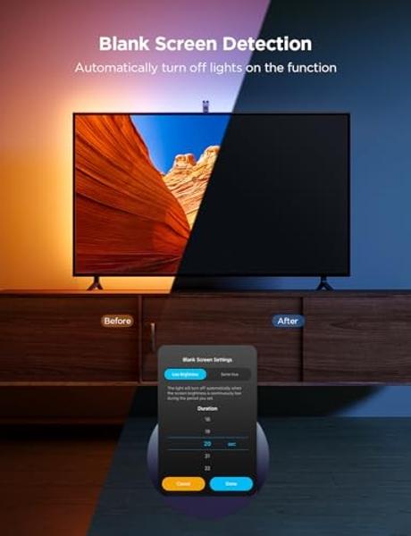 Govee TV Backlight 3 Lite with Fish-Eye Correction Function Sync to 40-50 Inch TVs, 7.8ft RGBICW Wi-Fi LED Strip Lights with Camera, 4 Colors in 1 Lamp Bead, Voice and APP Control,