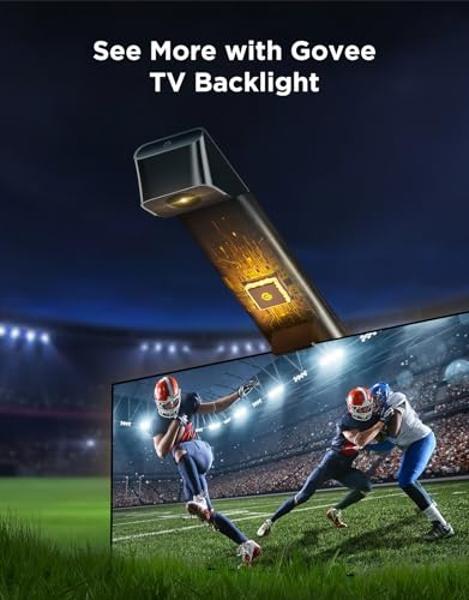 Govee TV Backlight 3 Lite with Fish-Eye Correction Function Sync to 75-85 Inch TVs, 16.4ft RGBICW Wi-Fi LED Strip Lights with Camera, 4 Colors in 1 Lamp Bead, Voice and APP Control