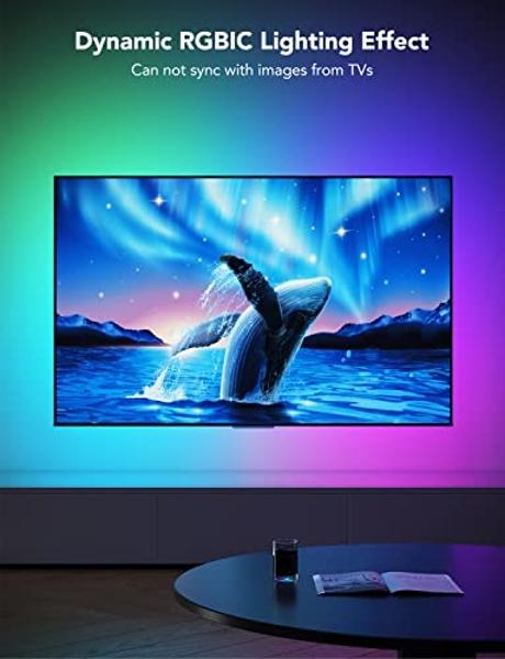 Govee TV LED Backlight,RGBIC Smart LED Strip Lights for 70-80 inch TVs, Bluetooth and Wi-Fi Control, Works with Alexa & Google Assistant, Music Sync, 99+ Scene Modes, Adapter