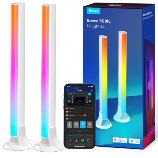 Govee RGBIC Light Bars, 15 Inches WiFi TV Backlight Suitable for 45-70 inch TVs, Smart Light Bars with Multiple Placement Options, Work with Alexa and Google Assistant, White