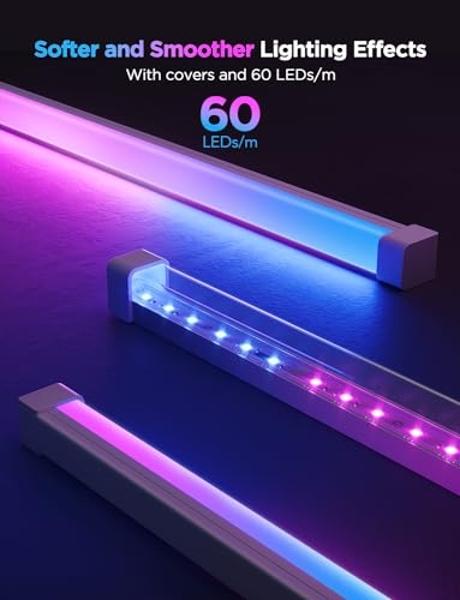 Govee RGBIC LED Strip Lights 32.8ft with Covers, Smart Lights Work with Alexa and Google Assistant, LED Diffuser Channel with LED Lights for Bedroom, Skirting Lines, Studio, Cabine