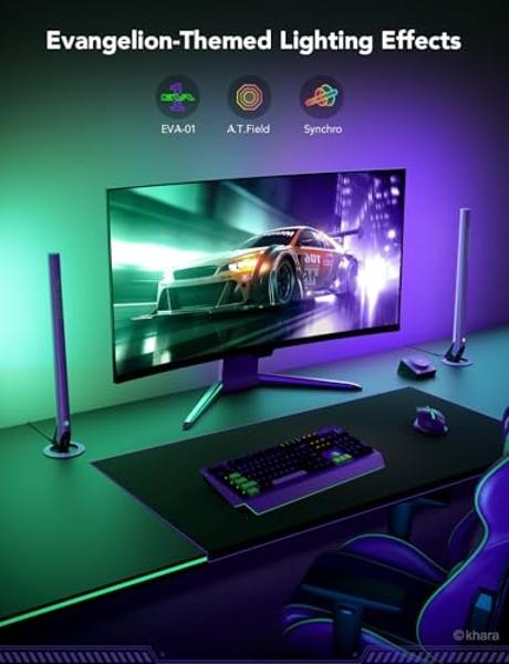Govee x Evangelion RGBIC Gaming Light Bars H6047 with Smart Controller, Wi-Fi Smart LED Gaming Lights with Music Modes, 62 Scene Modes Built, Work with Alexa & Google Assistant, Ga