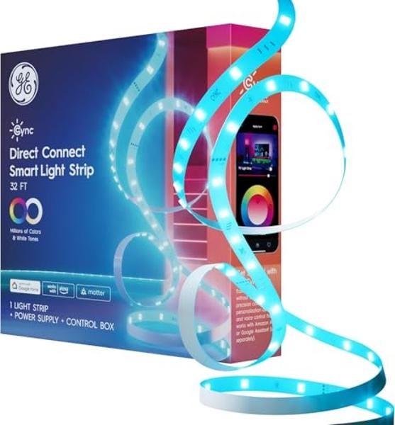 Cync GE Smart LED Strip Light, Color Changing Room Decor LED Light Strip, Works with Alexa and Google Home, Matter Compatible, LED Lights for Bedroom, Millions of Colors and White 