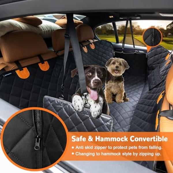 URPOWER Dog Car Seat Cover for Pets 100% Waterproof Seat Cover Hammock 600D Heavy Duty Scratch Proof Nonslip Durable Soft Back Seat Covers for Cars Trucks and SUVs