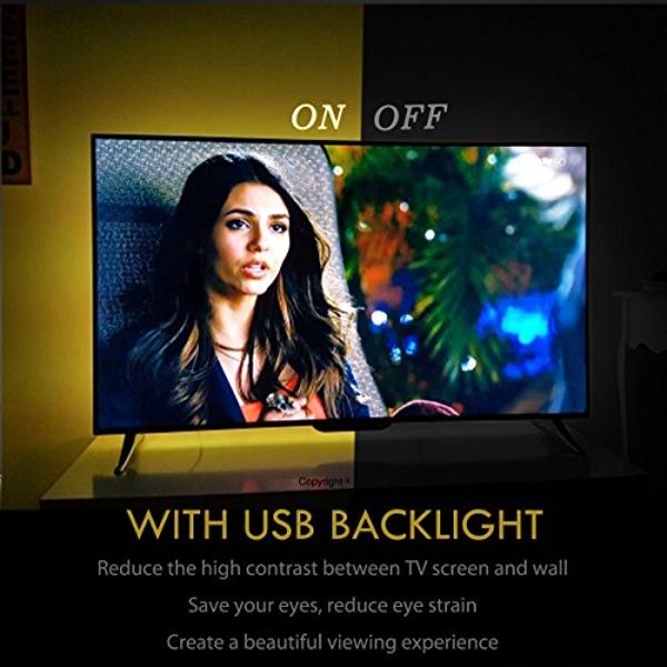 USB TV Backlight Kit for 70 75 80 82 inches Smart TV Monitor HDTV Work Space Decor - Cover 4/4 Sides Behind TV Background Lights Ambient Mood Lighting