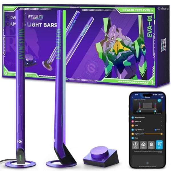 Govee x Evangelion RGBIC Gaming Light Bars H6047 with Smart Controller, Wi-Fi Smart LED Gaming Lights with Music Modes, 62 Scene Modes Built, Work with Alexa & Google Assistant, Ga