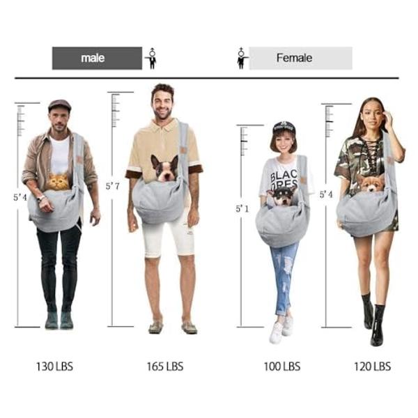 Tomkas Small Dog Sling Carrier - Classic Pocket & Classic Strap - for 3-10 lbs Pets(Grey)