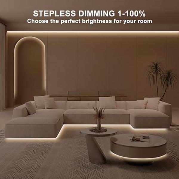 MY BEAUTY LIGHT White LED Strip Lights,16.4ft Dimmable LED Light Strip,12v Flexible LED Rope Lights Kits for Kitchen Cabinet Mirror Bedroom Party Decor