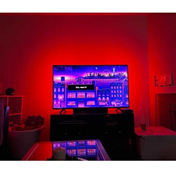 USB TV Backlight Kit for 70 75 80 82 inches Smart TV Monitor HDTV Work Space Decor - Cover 4/4 Sides Behind TV Background Lights Ambient Mood Lighting