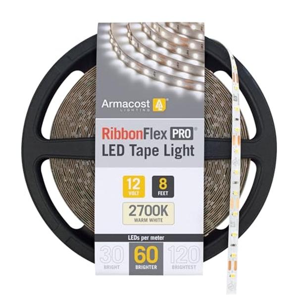 Armacost Lighting 132210 8.2 ft. LED Tape Light Soft White (2700K) RibbonFlex Pro Series 60, Dimmable, 250 Lumens per ft., 12-Volt
