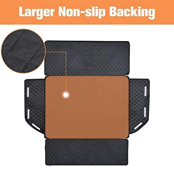 PETICON SUV Cargo Liner for Dogs, Waterproof Pet Cargo Cover Dog Seat Mat for SUVs Sedans Vans with Bumper Flap Protector, Non-Slip, Large Size Universal Fit, Black