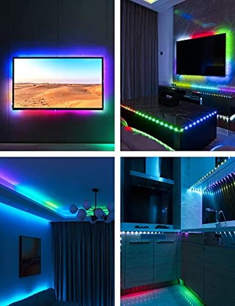 Daymeet LED Lights for TV, 9.8FT TV Led Backlight Behind Lights for 32-60inch USB Led Light Strip Glow RGBICW Color Changing Sync with Music Bluetooth APP Control Led Lighting for 