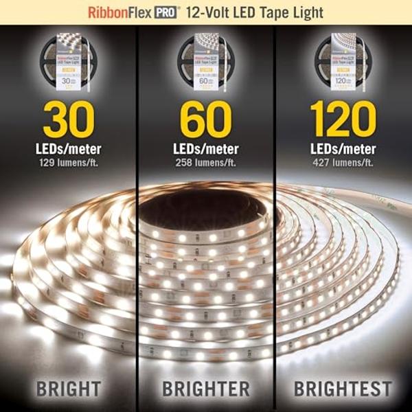 Armacost Lighting 132210 8.2 ft. LED Tape Light Soft White (2700K) RibbonFlex Pro Series 60, Dimmable, 250 Lumens per ft., 12-Volt