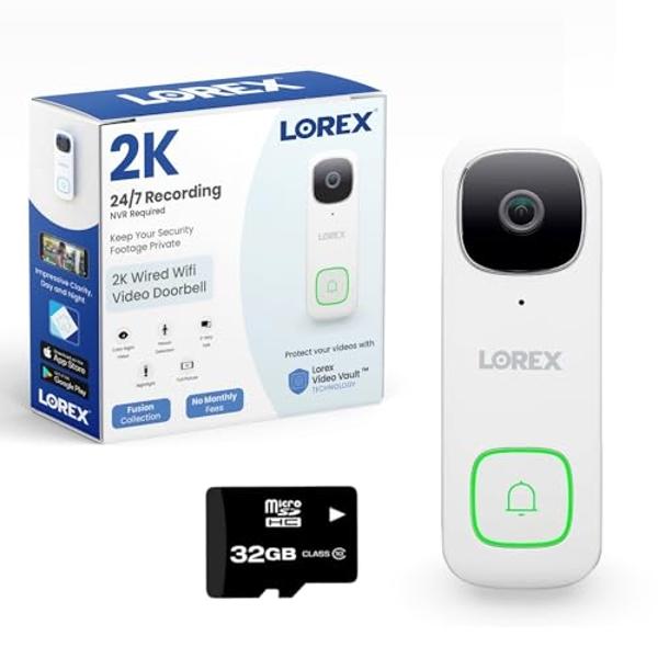 Arlo Essential Wired Video Doorbell - HD Video, 180° View, Night Vision, 2 Way Audio, Black - AVD1001B