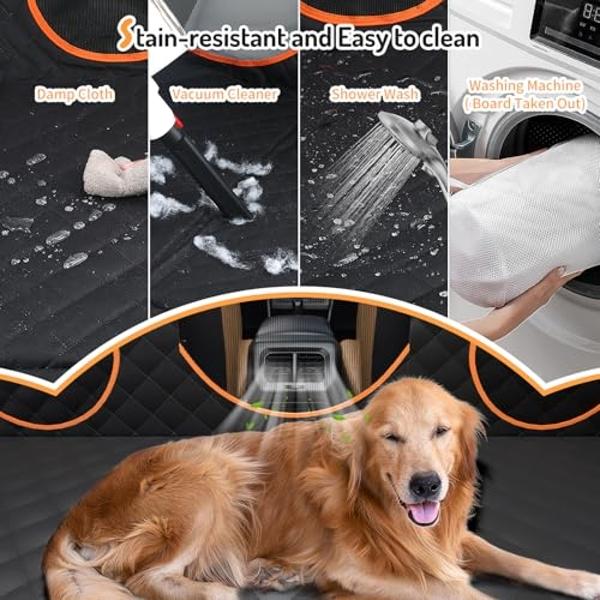 PETICON SUV Cargo Liner for Dogs, Waterproof Pet Cargo Cover Dog Seat Mat for SUVs Sedans Vans with Bumper Flap Protector, Non-Slip, Large Size Universal Fit, Black