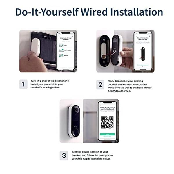 Arlo Essential Wired Video Doorbell - HD Video, 180° View, Night Vision, 2 Way Audio, Black - AVD1001B