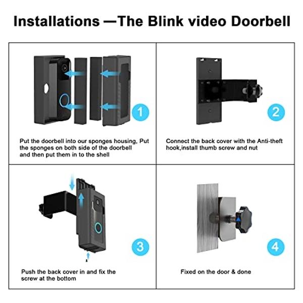 AISVAN Anti-Theft Blink Doorbell Door Mount,No-Drill Mounting Bracket for Blink Video Doorbell cover Holder Not Block Doorbell Sensor Easy to Install Blink Video Doorbell Accessori