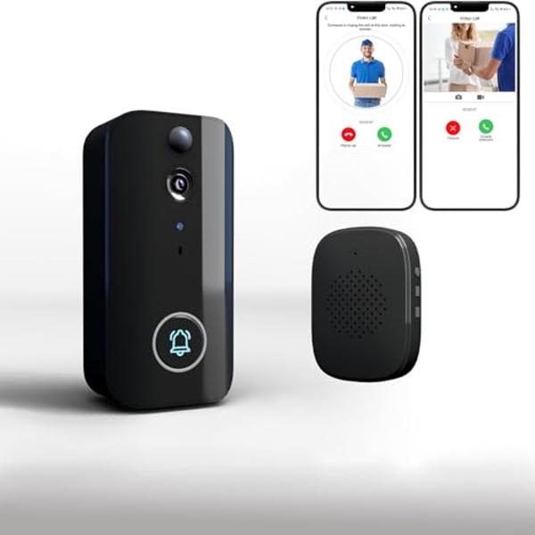 Wireless Doorbell Camera with Chime, 4000mAh Battery, Night Vision Smart Doorbell, Motion Detection/Visitor Capture/Home Security 2.4Ghz WiFi Video Doorbell, Local/Cloud Storage No