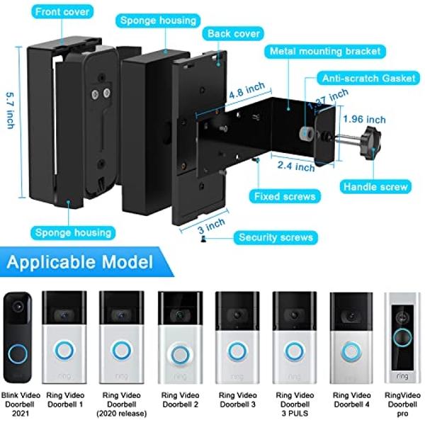 AISVAN Anti-Theft Blink Doorbell Door Mount,No-Drill Mounting Bracket for Blink Video Doorbell cover Holder Not Block Doorbell Sensor Easy to Install Blink Video Doorbell Accessori