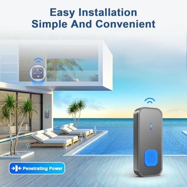 Wireless Doorbell Camera with Chime, 4000mAh Battery, Night Vision Smart Doorbell, Motion Detection/Visitor Capture/Home Security 2.4Ghz WiFi Video Doorbell, Local/Cloud Storage No