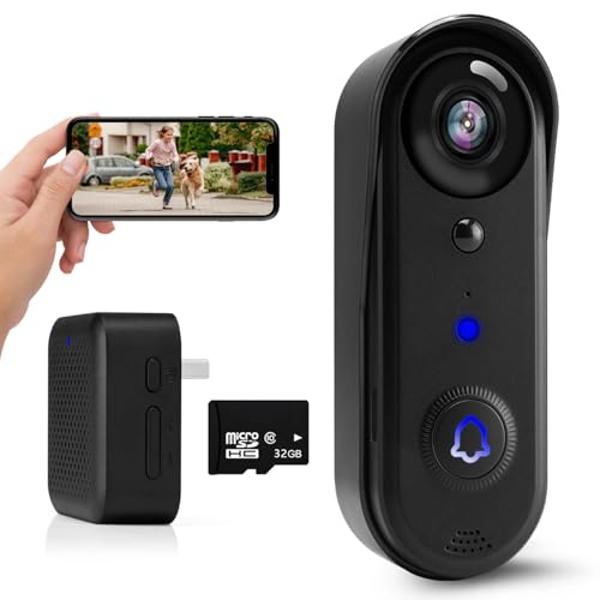 PHILIPS Security Video Doorbell Camera Wireless (Chime Included), No Monthly Fee, Dual Cameras 2K FHD with Motion Detection, 2-Way Audio, Supports Alexa & Google Assistant, Battery