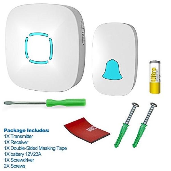 Doorbell, Lovin Product Waterproof Wireless Doorbell Chime Kit with 36 Chimes, Adjustable Volume; 1000feet Operating, with Sound LED Flash Door Bell for Home (1 Receiver x 1 Push B