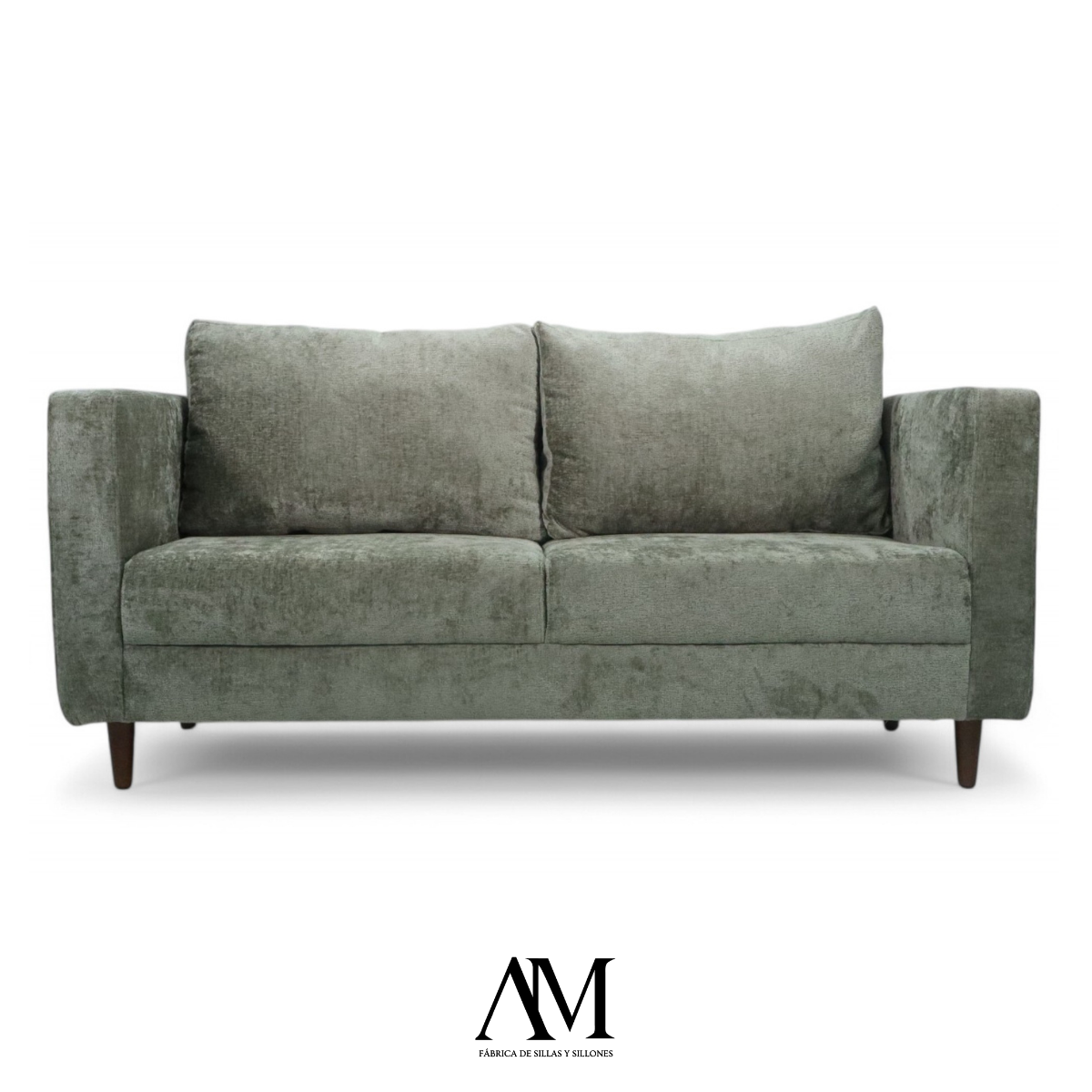 Sofá Sillón Love Seat 2 Plazas Comodo 100% Textil Color Verde Olivo 