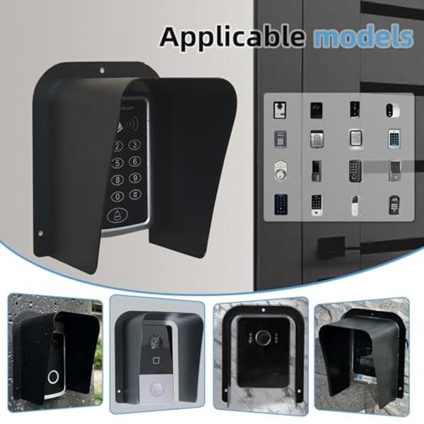 Doorbell Rain Cover Black Metal Cold Rolled Steel Shell Protector for Doorbell Video Doorbell Electronic Access Control Cover Outdoor Keypad Shield