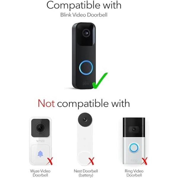 Wasserstein No-Drill Mount Compatible with Blink Video Doorbell - Wall Mount/Mounting Bracket for Blink Security Wireless System (Black)