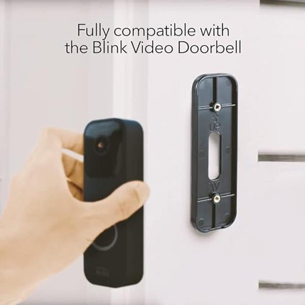 Wasserstein No-Drill Mount Compatible with Blink Video Doorbell - Wall Mount/Mounting Bracket for Blink Security Wireless System (Black)