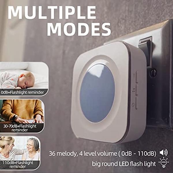Wireless Doorbell Waterproof 1200 feet Door Bell with 2 Buttons with Different Tones Operating at 36 Melodies 4 Volume levels Flash Light 1 Receiver 2 Button White JSIEEM