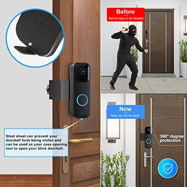 Blink Doorbell Mount, Adhesive Mounting Bracket for Blink Video Doorbell, No Drilling Door Mount, Accessories for Blink Home Security System ,Blink Doorbell is NOT Included (Black)