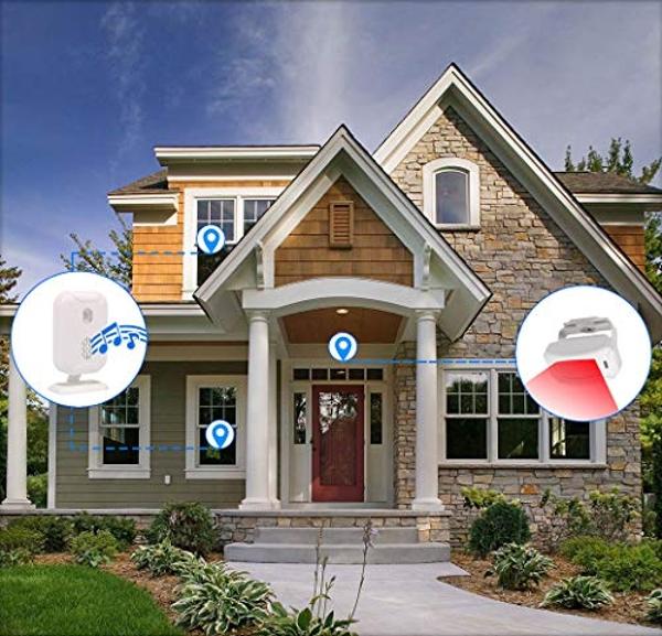 Wireless Doorbell Waterproof 1200 feet Door Bell with 2 Buttons with Different Tones Operating at 36 Melodies 4 Volume levels Flash Light 1 Receiver 2 Button White JSIEEM
