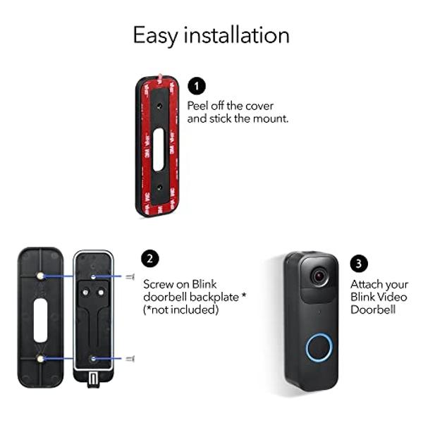 Wasserstein No-Drill Mount Compatible with Blink Video Doorbell - Wall Mount/Mounting Bracket for Blink Security Wireless System (Black)