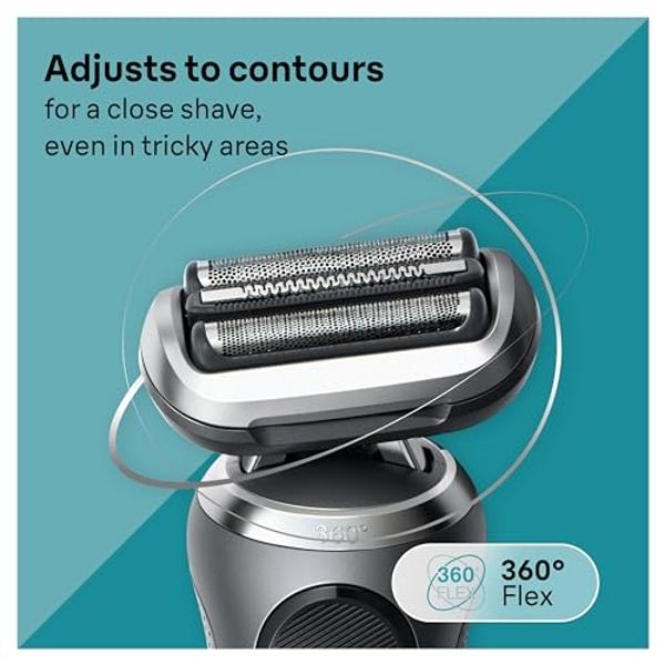 Braun Electric Shaver for Men, Series 7 7177cc, Wet & Dry Shave, Turbo & Gentle Shaving Modes, Waterproof Foil Shaver, Space Grey