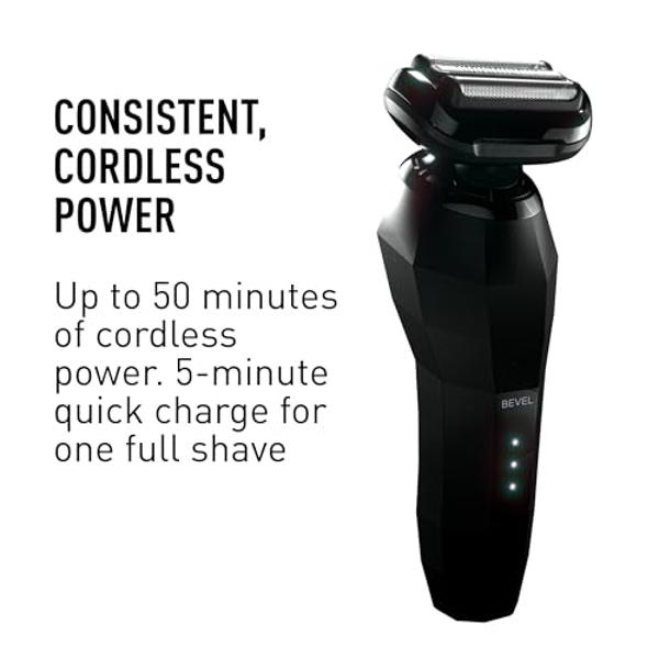 Bevel Electric Shaver for Men, Electric Foil Shaver, Wet and Dry Electric Razor, Waterproof, Fast Charging, Cordless Rechargeable, Black
