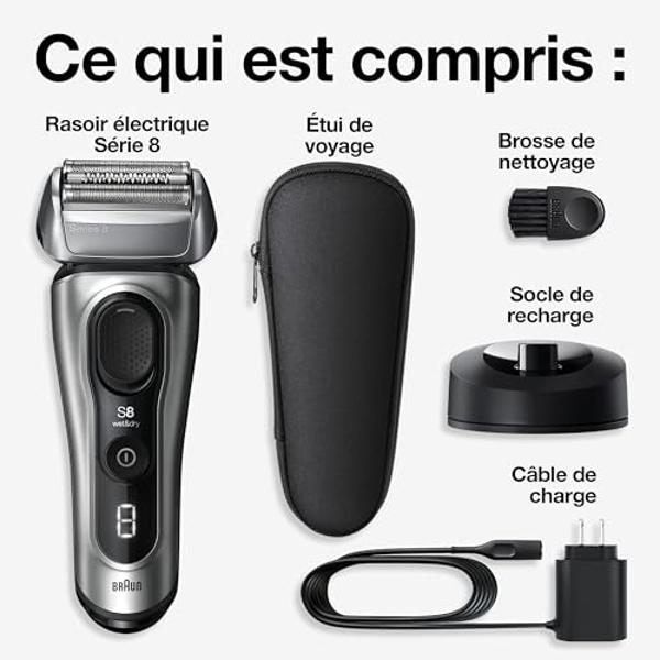 Braun Series 8 Electric Razor for Men, with 4+1 Shaving Elements & Precision Long Hair Trimmer, Close & Gentle Even on Dense Beards, Wet & Dry Electric Razor with 60min Runtime, 85