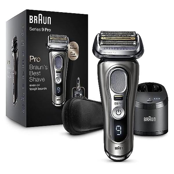 Braun Electric Razor for Men, Series 9 Pro 9465cc Wet & Dry Electric Foil Shaver with ProLift Beard Trimmer, Cleaning & Charging SmartCare Center, Head Shavers for Bald Men, Noble 