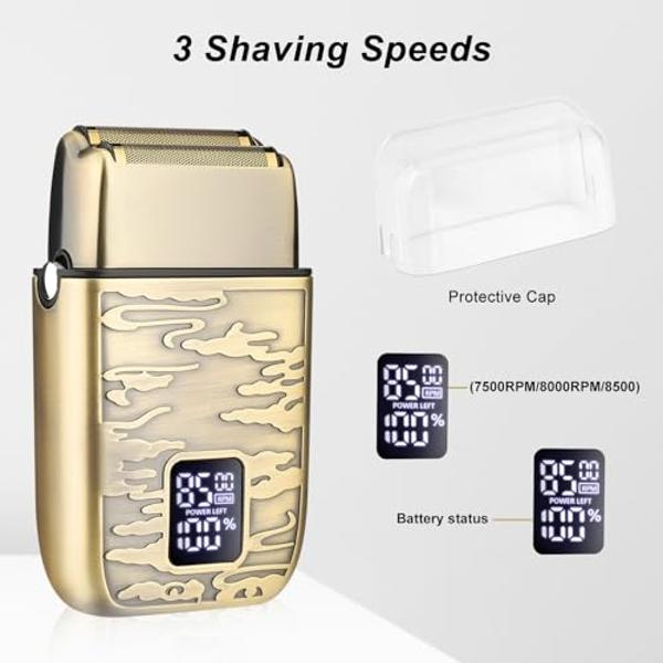 Kemei Foil Professional Electric Shaver for Men Razor with Bald Trimmer Cordless Shavers Rechargeble LED Display 2 in 1