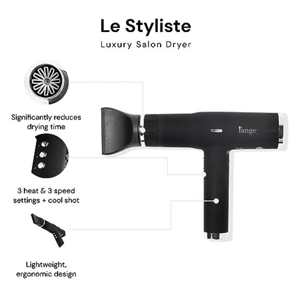 L'ANGE HAIR Le Styliste Luxury Hair Dryer | Quiet Brushless Blow Dryer with Diffuser | 1875 Watts for 4X Faster Drying | Hairdryer with 3 Heat & Speed Settings | Best Hair Dryers f