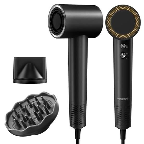 Hair Dryer with Diffuser, Hyspeedh Low Noise Blow Dryer with Fast Drying, 0.86lb Lightweight Travel Hair Dryers for Women, 1.5 Billion Plasma, Smart Thermo Control, Strong Magnetic