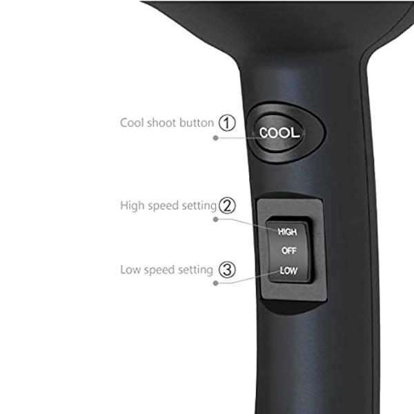 Ion Whisper Quiet Lite Ionic Ceramic Hair Dryer, 1875 Watts, Lightweight, Powerful, 4 Temperatures, 2 Speeds